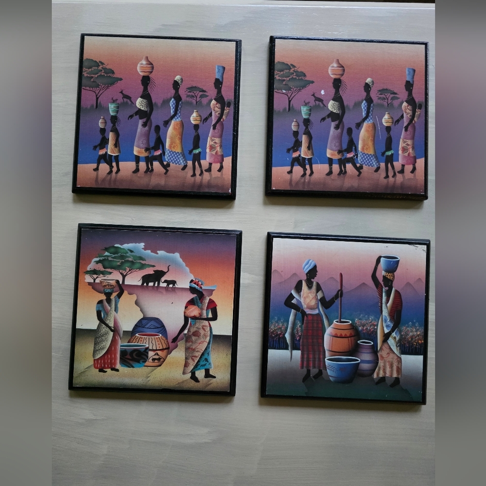 Colorful African Art Canvas Set